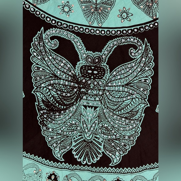 Cute Options Butterfly Print Embellished Cotton Maxi Skirt Blue & Brown Size M - Picture 10 of 11